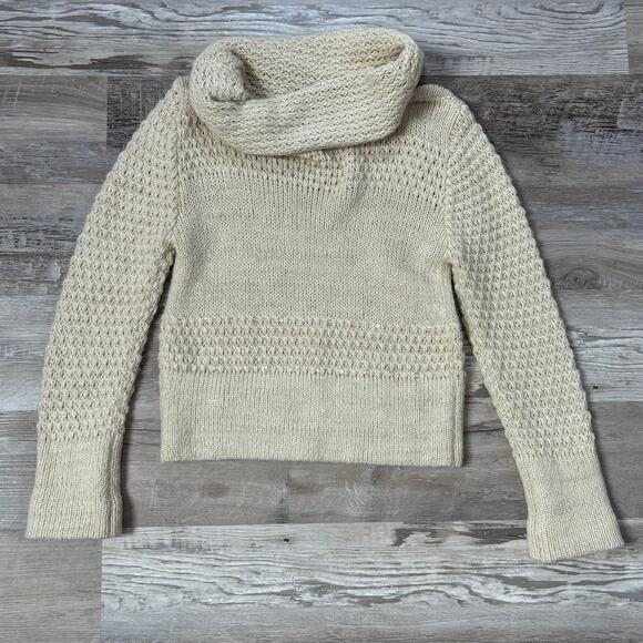 Tyler Böe Wool Blend Funnel Neck Sweater Cream Textured Knit Medium - Picture 4 of 5